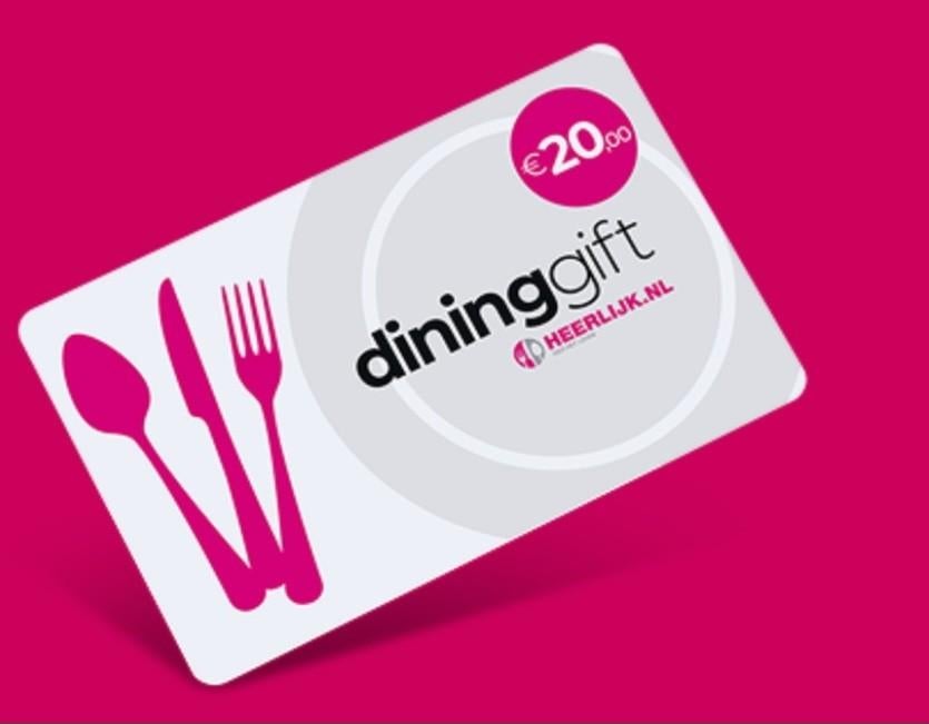 Dining gift €20 korting restaurant, Tickets en Kaartjes, Twee personen, Kortingsbon