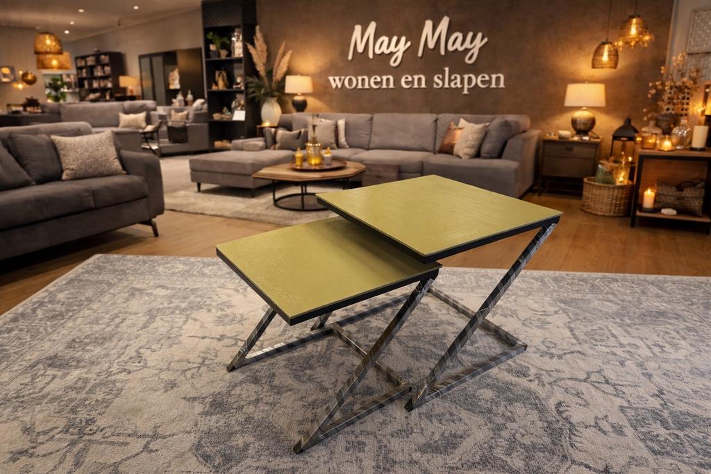 Salontafelset 2-Delig Z-Vorm Olijfgroen Direct/Leverbaar