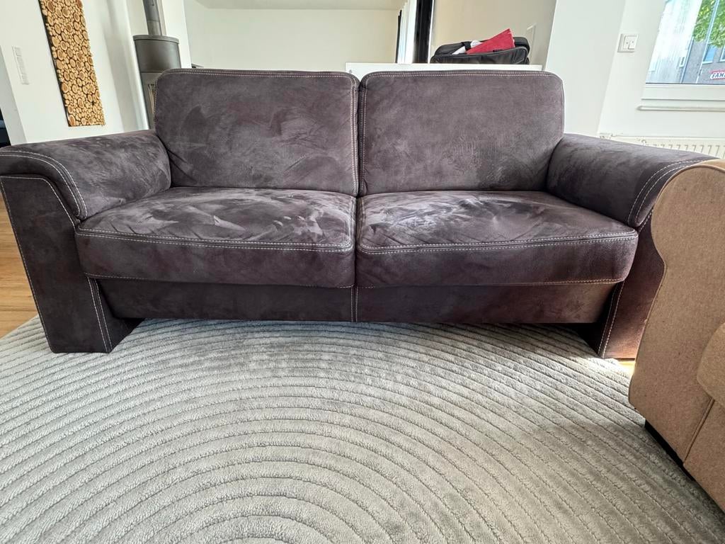 Luxe Suede Bankstel - 3/2 Zits, Huis en Inrichting, Banken | Bankstellen, Gebruikt, Driepersoons, Ophalen of Verzenden, Rechte bank