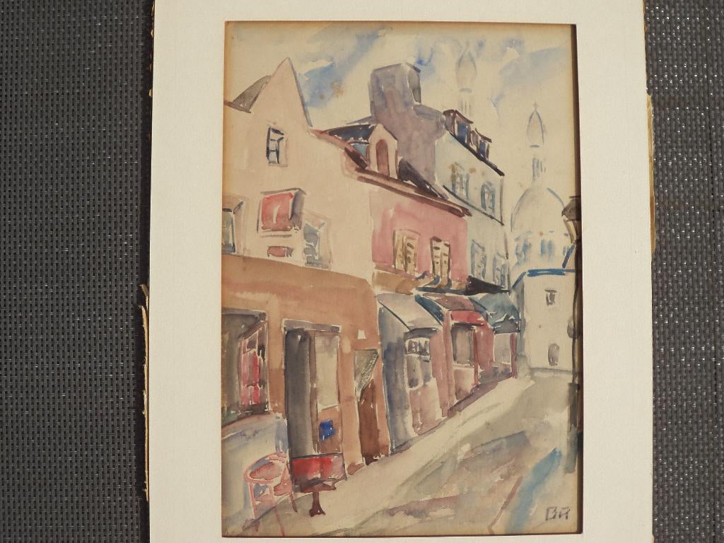ca 1950 akwarel Parijs Paris Sacré Coeur Montmartre gesign., Ophalen of Verzenden