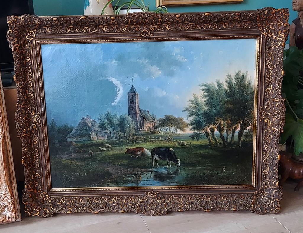 Landschap met koeien en schapen - geen signatuur gevonden !!, Ophalen