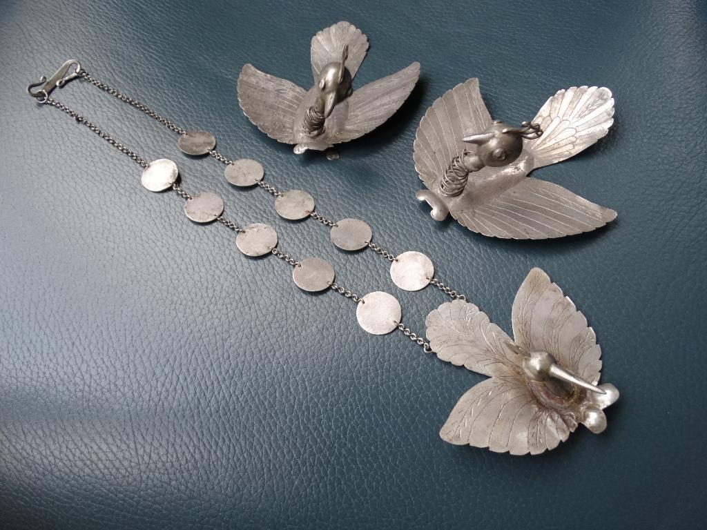 Zilveren sieradenset, vogels, vogel, ketting, armstukken, Antiek en Kunst, Verzenden