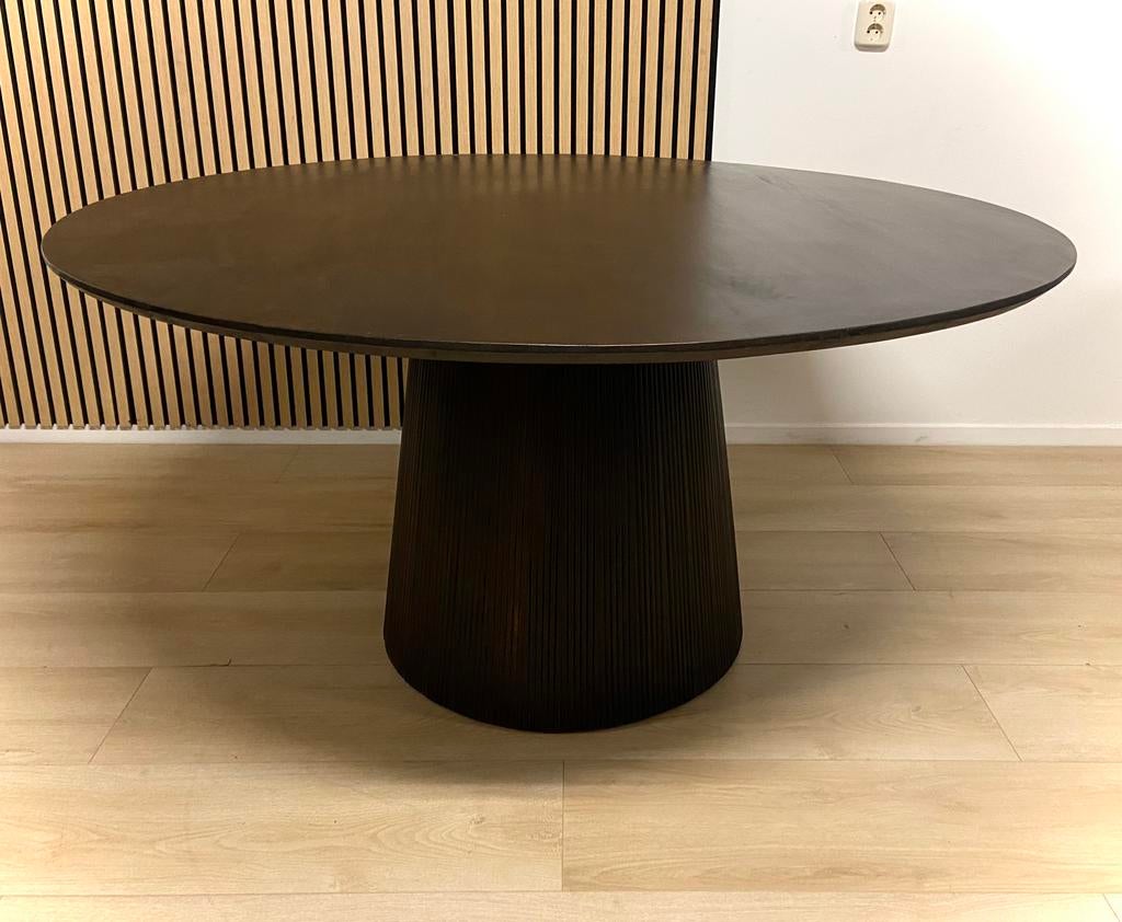 Mokka donkerbruine Eettafel ovaal rond japandi  120 180 230, Ophalen, Mokka sjiek tafel mokka industrieel sjiek eettafel modern warm