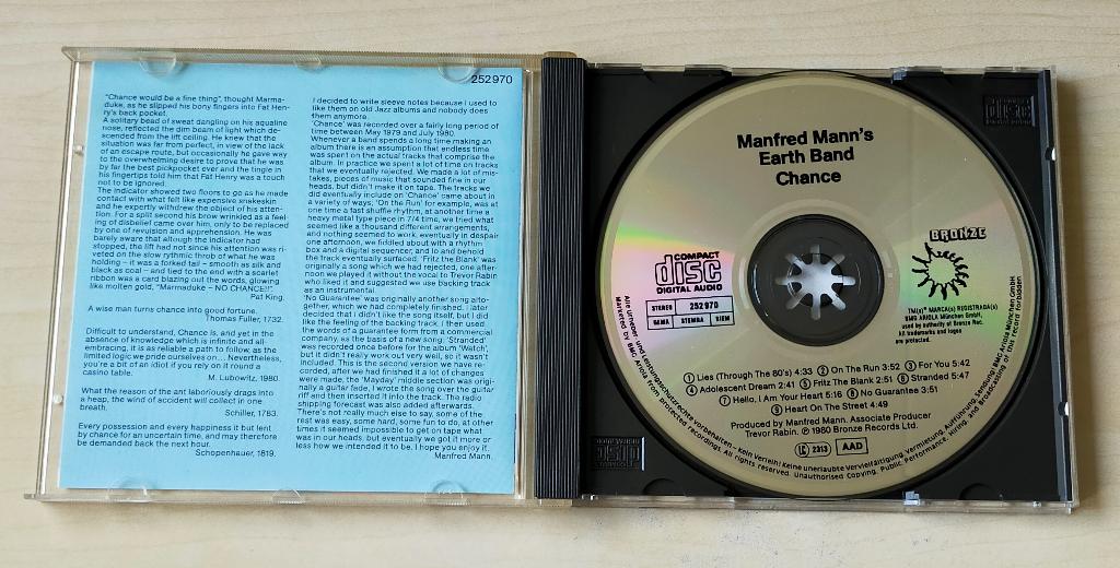 Manfred Mann's Earth Band - Chance CD 1980/19??, Ophalen of Verzenden, Gebruikt, Progressive