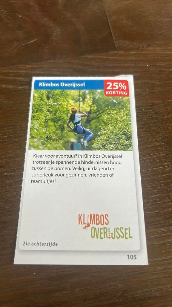 Klimbos overijssel 25% korting, Kortingsbon