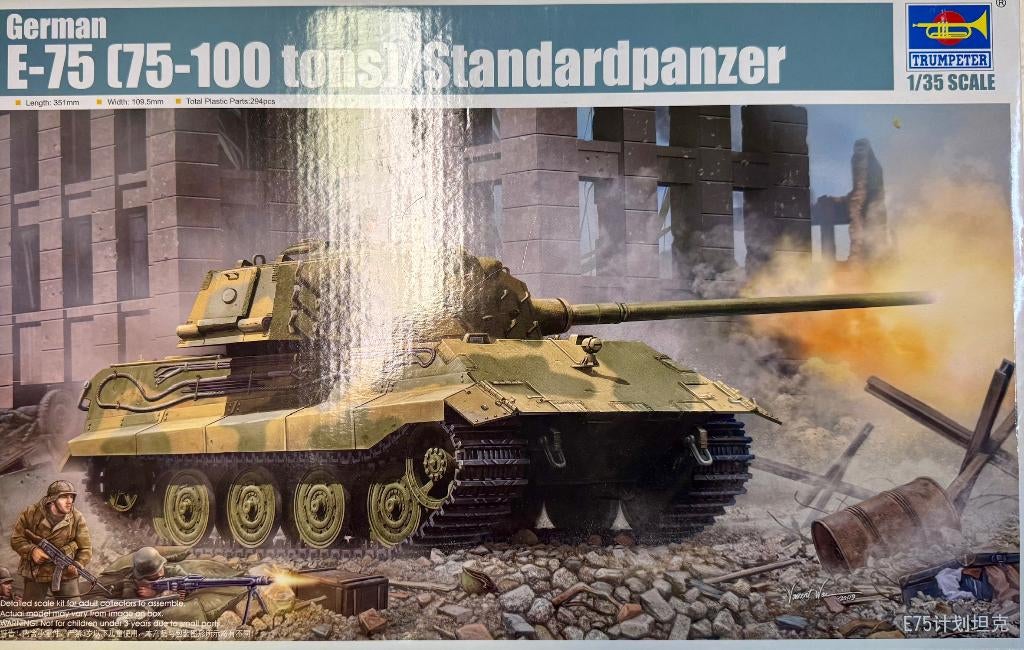 Coelianmodels, Trumpeter 01538, E-75, 1/35, € 39,99, Hobby en Vrije tijd, Modelbouw | Auto's en Voertuigen, Nieuw, Tank, 1:32 tot 1:50