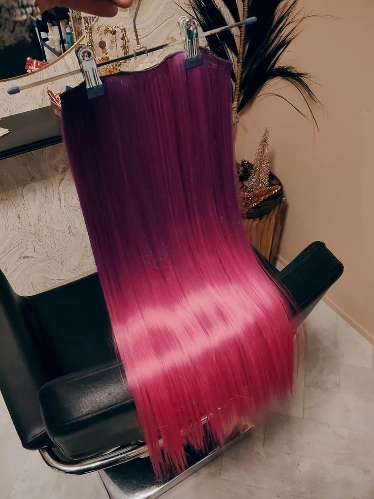 Nieuwe Carnaval Clip-in Haarextensions - 60cm Dipdye, Ophalen of Verzenden, Nieuw, Pruik of Haarverlenging