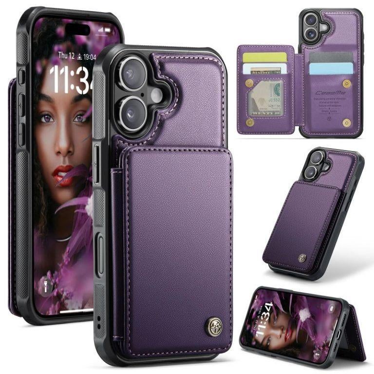 C22 Luxe Portemonnee Backcover voor iPhone 17 _ Paars, Verzenden, Nieuw, Hoesje of Tasje