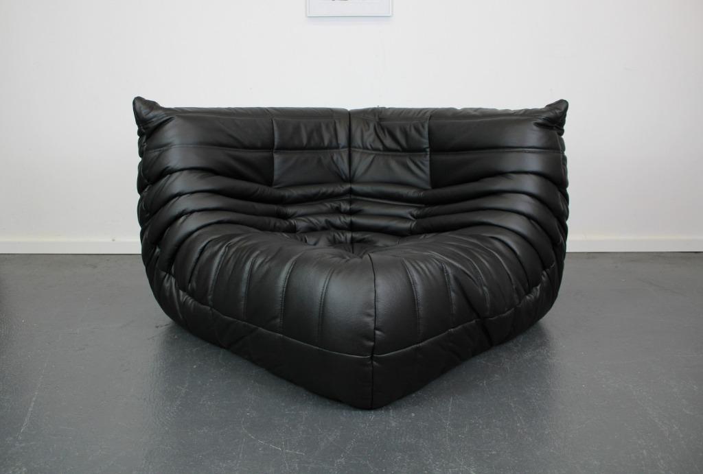 Ligne Roset Togo hoek, zwart leer, Huis en Inrichting, Banken | Sofa's en Chaises Longues, Ophalen, Nieuw, 75 tot 100 cm, Leer