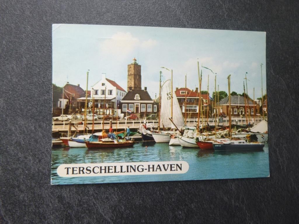 Terschelling, haven/boten/vuurtoren 1974, Verzenden, 1960 tot 1980, Gelopen, Waddeneilanden