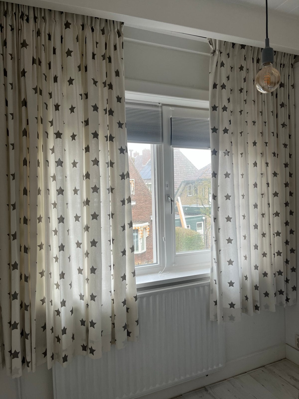 Lichtdoorlatende gordijnen met sterrenpatroon, Ophalen, Gebruikt, Wit, Lichtdoorlatend