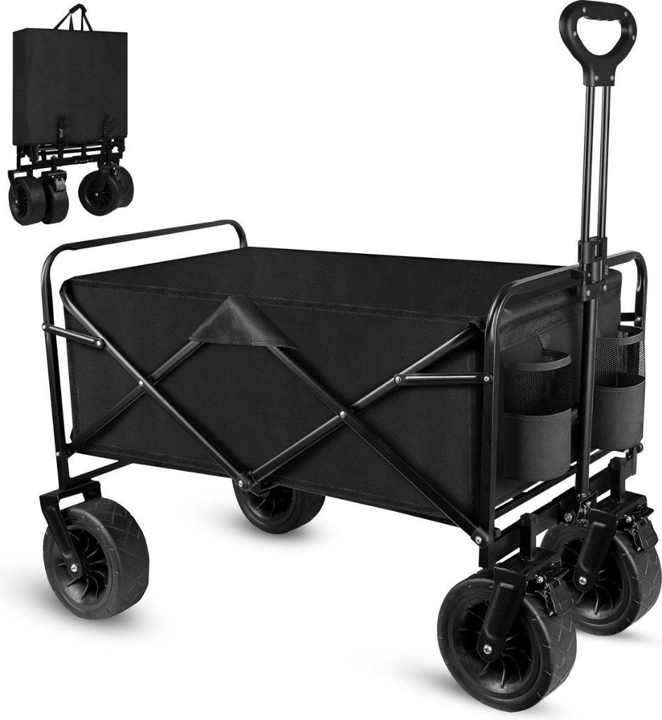 Bolderkar Opvouwbaar-100kg Draagvermogen-100Liter-Zwart, Ophalen of Verzenden, Opvouwbaar, Nieuw