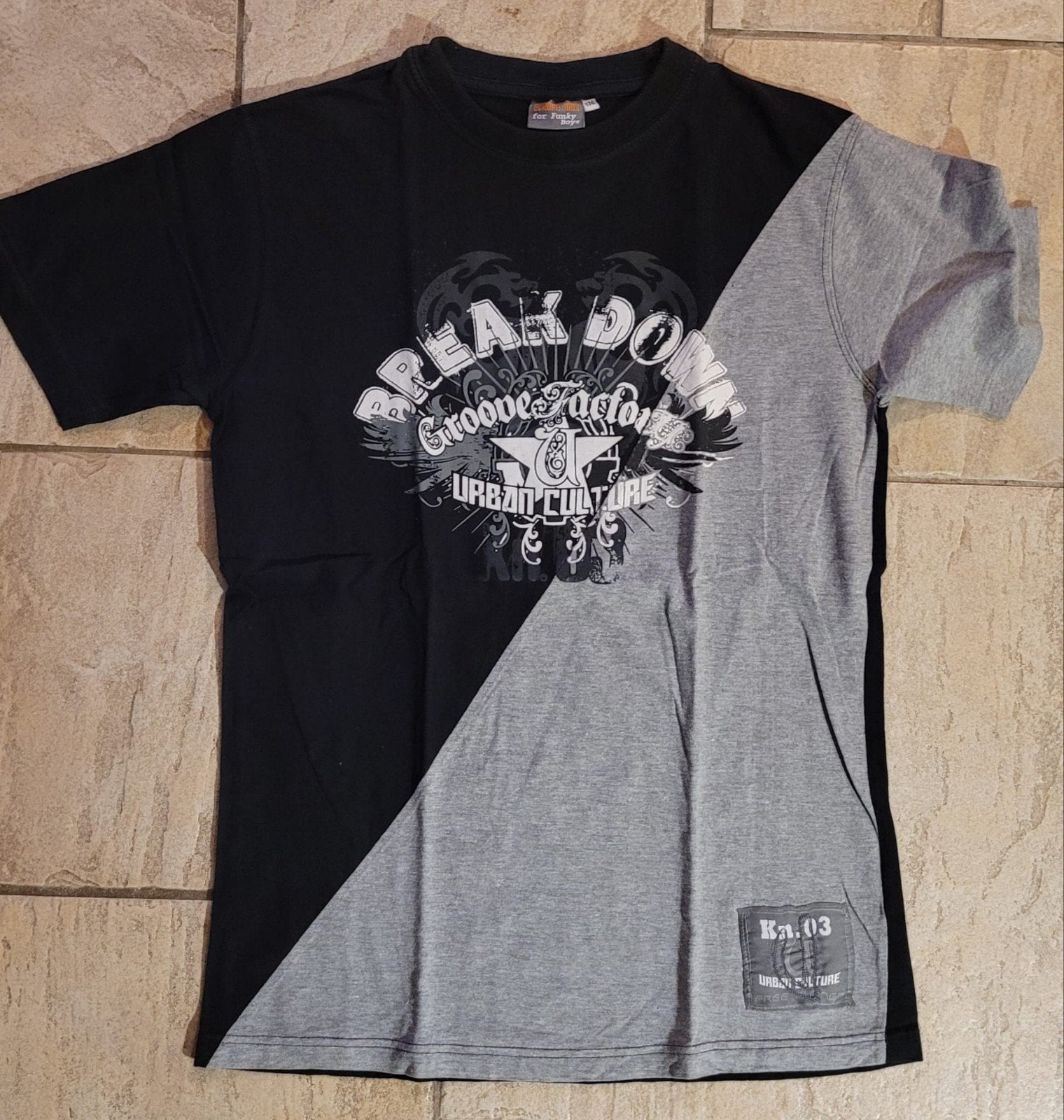 Dutchy zwart/grijs t- shirt, korte mouw, mt. 176, Ophalen of Verzenden, Jongen, Shirt of Longsleeve
