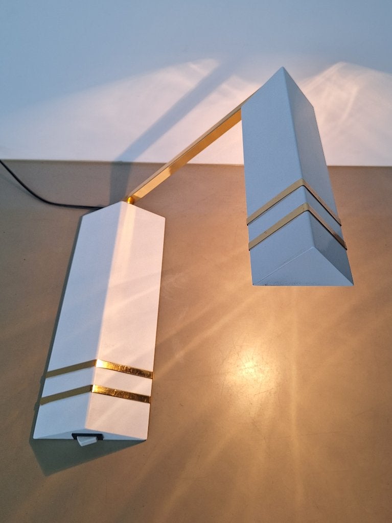 div. vintage Italiaans design tafellamp piano-lamp buro lamp, Huis en Inrichting, Goud, Ophalen of Verzenden, Bankierslamp, Design