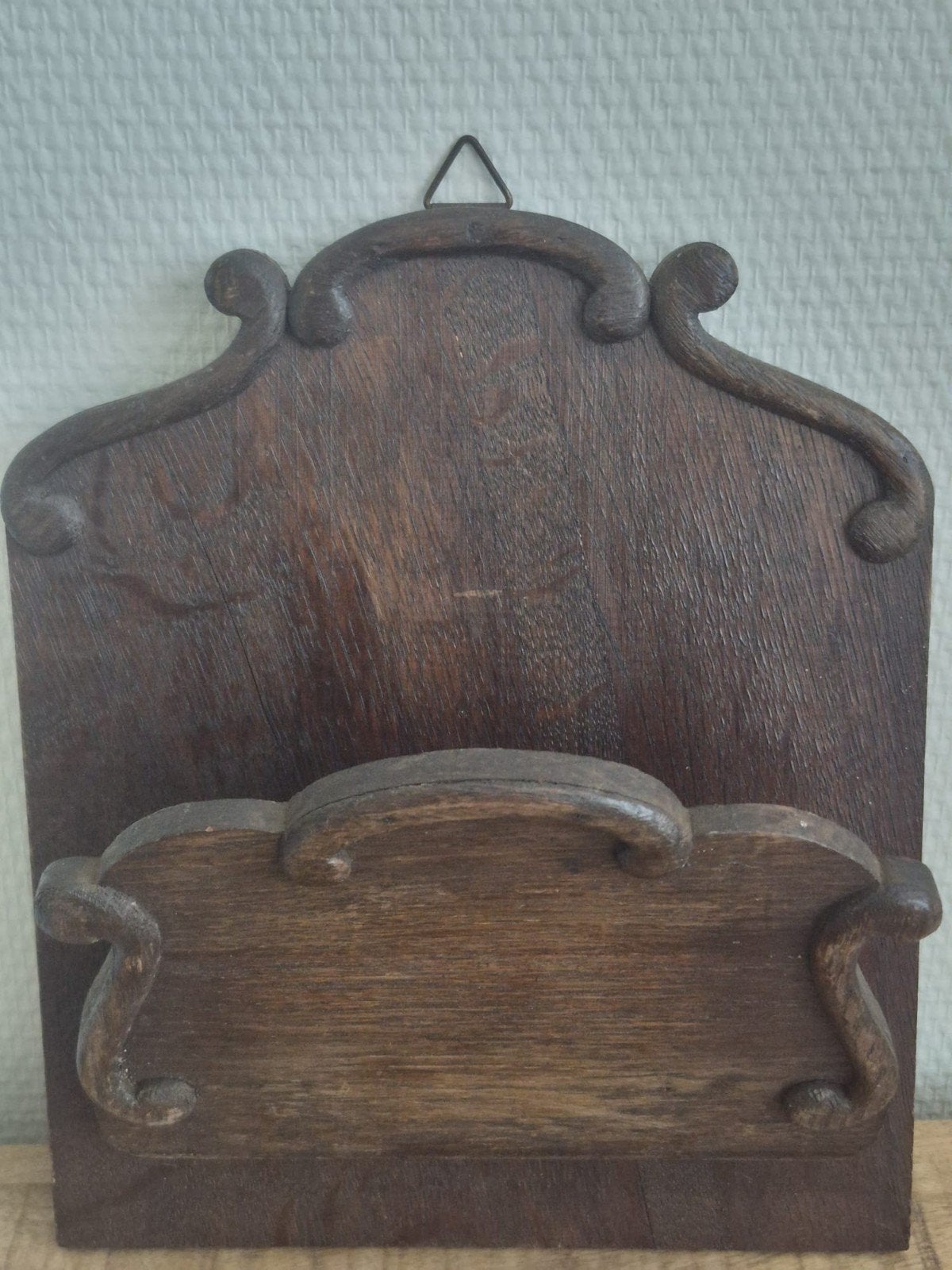Antieke Houten Wand Brievenhouder - Eikenhout - Brocante, Ophalen of Verzenden