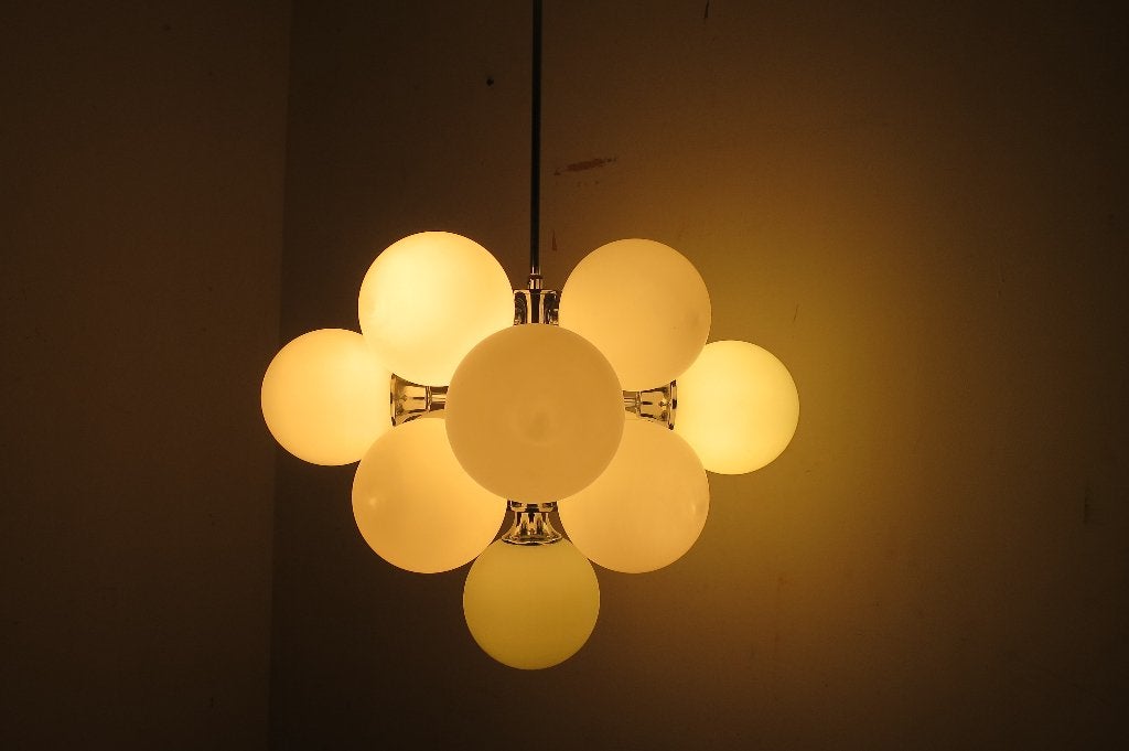 Prachtig Space Age design kroonluchter 13 lichts Massive, Ophalen, E14 (klein), Glas, Atomic,Space Age, Sputnik, Mid Century Modern, Hollywood regency