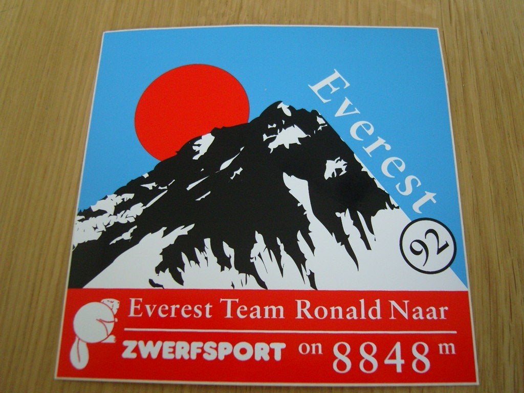 sticker bever zwerfsport team ronald naar mount everest 8848, Ophalen, Zo goed als nieuw