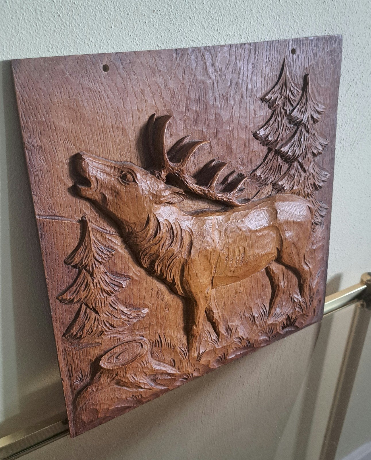 Brocante wand muur decoratie hert 26x26 cm, Ophalen of Verzenden