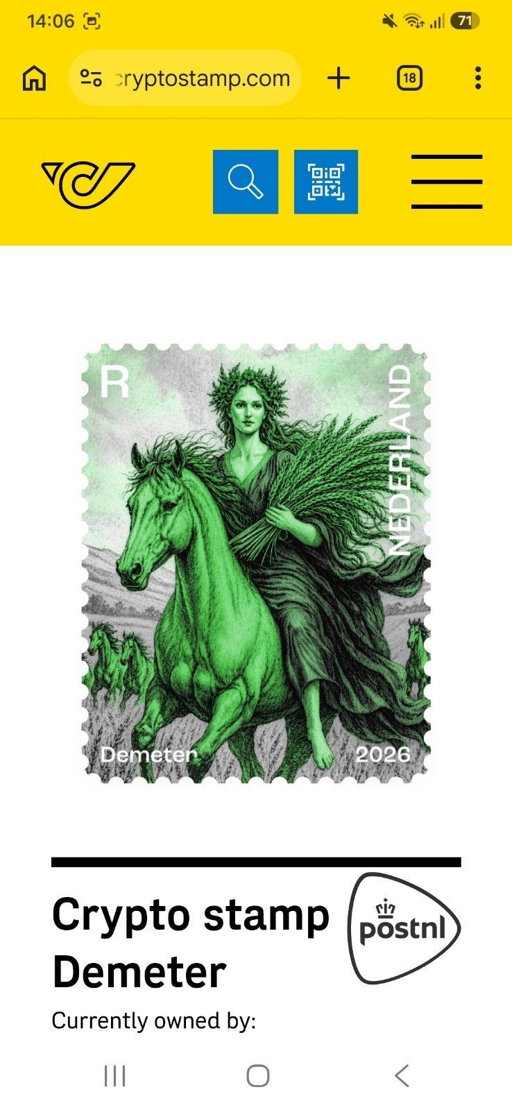 Crypto stamp Demeter, Ophalen of Verzenden, Na 1940, Postfris