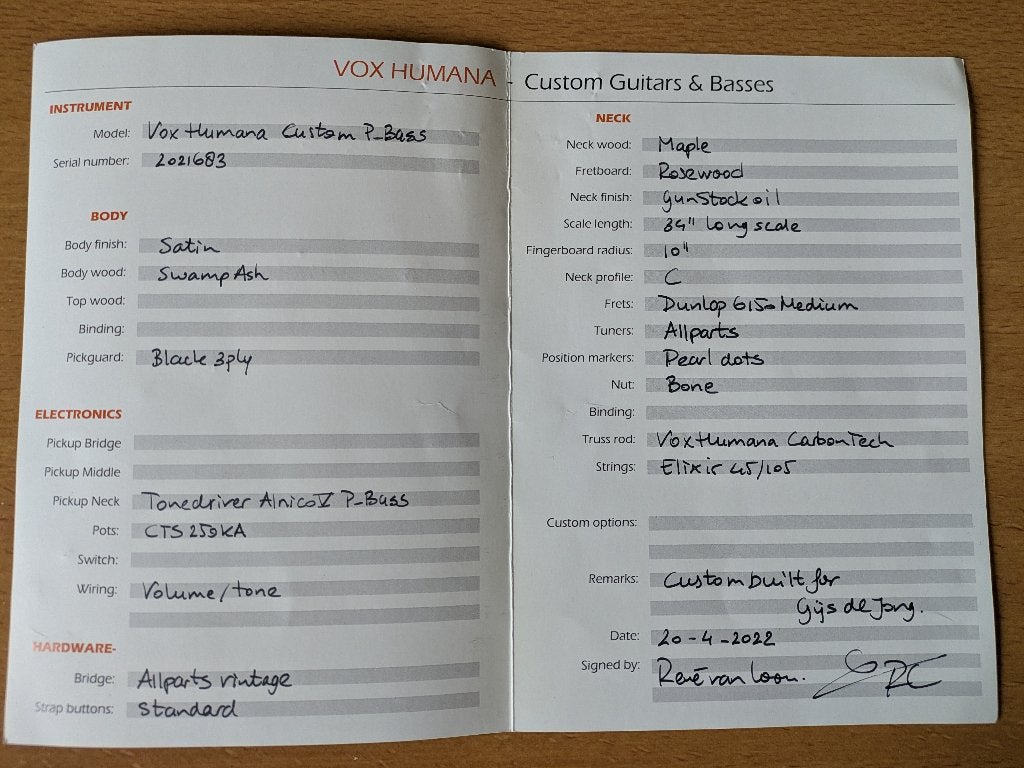 Vox Humana Custom P-Bass - Satin Swamp Ash, Seymour Duncan, Muziek en Instrumenten, Ophalen, Zo goed als nieuw, Elektrisch