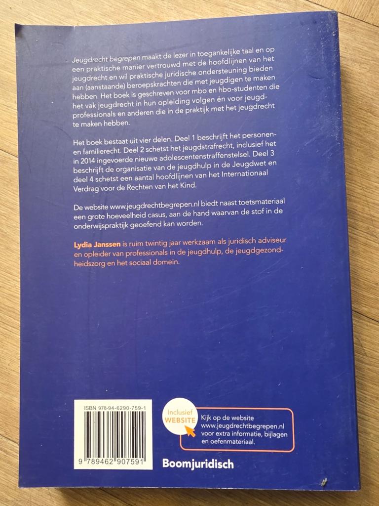 Jeugdrecht Begrepen - Lydia Janssen (Zevende Druk), Boeken, Ophalen of Verzenden, Zo goed als nieuw, Lydia Janssen, MBO