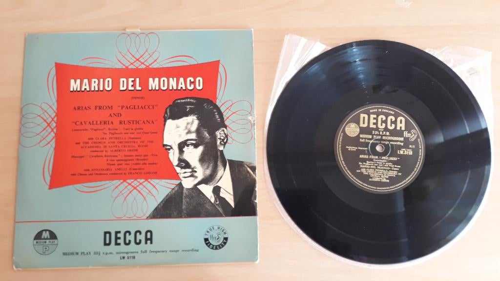 Mario Del Monaco Arias From Pagliacci & Cavalleria Rusticana, Opera of Operette, Ophalen of Verzenden, Zo goed als nieuw, Romantiek