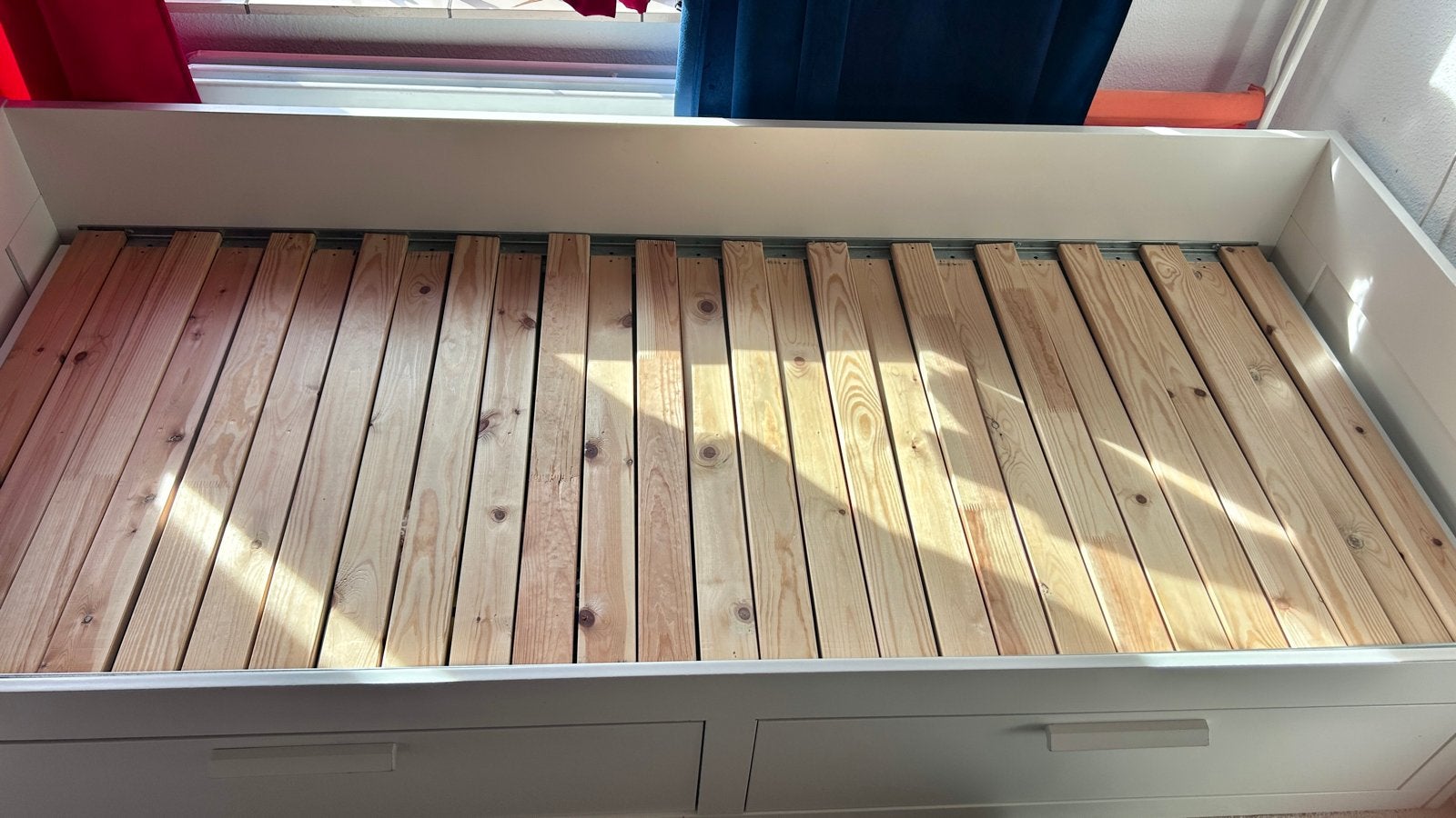 2x IKEA BRIMNES Uitschuifbaar Bed met 2 lades–Wit–80200 cm, Ophalen, Eenpersoons, Wit, Overige maten