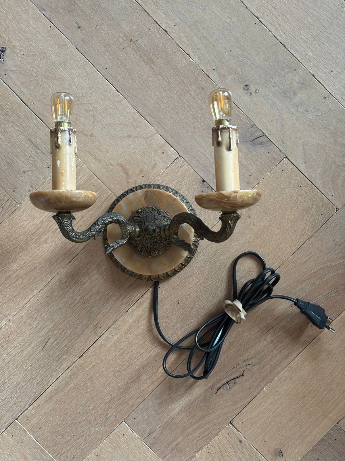 Vintage art deco marmer wandlamp lamp oud antiek, Ophalen of Verzenden