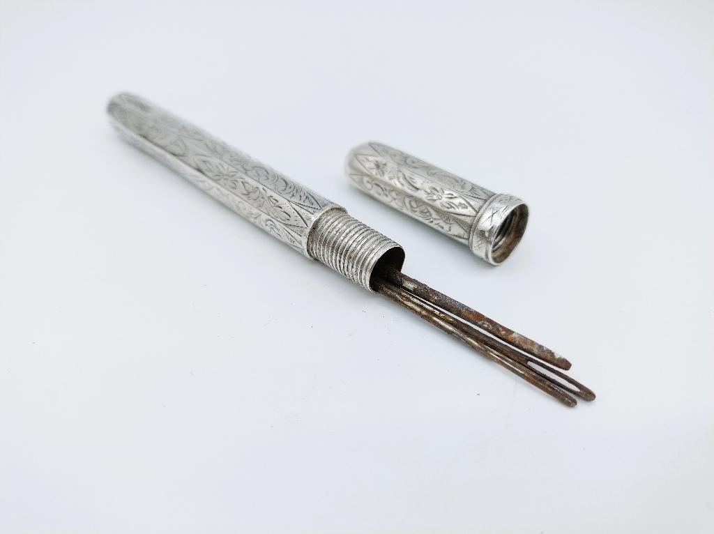 Zilveren naaldenkoker, Nederland, 19e eeuws, Verzenden, Zilver