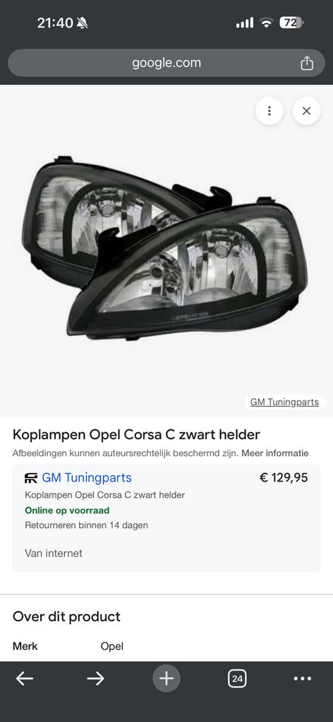 Opel Corsa C zwart helder koplampen zgan, Auto-onderdelen, Verlichting, Ophalen, Opel