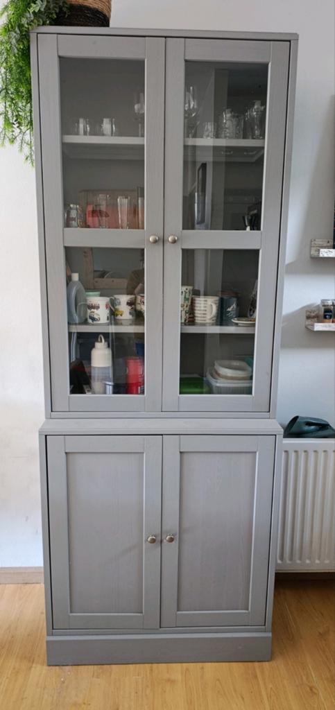 IKEA HAVSTA Opberger met vitrinedeuren, grijs, Huis en Inrichting, Kasten | Vitrinekasten, Ophalen, Modern, Scandinavisch, 50 tot 100 cm