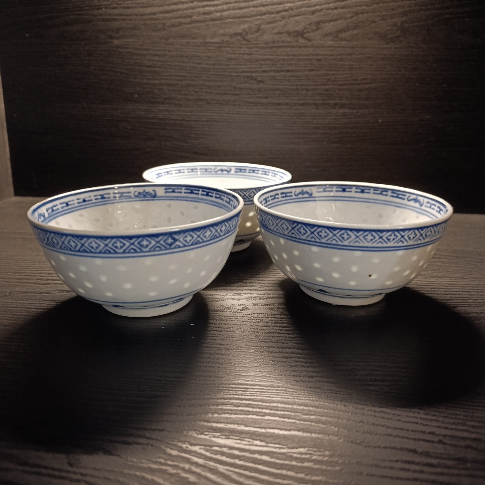 3 Chinese rijstschaaltjes met draak & rijstkorrelmotief, Ophalen of Verzenden
