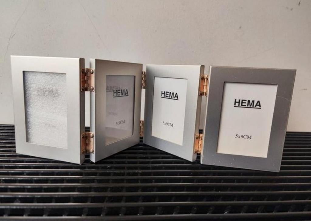 Hema zilverkleurige metalen fotolijst 4x 5x,9 cm, 33x10,5 cm, Ophalen of Verzenden, Zo goed als nieuw
