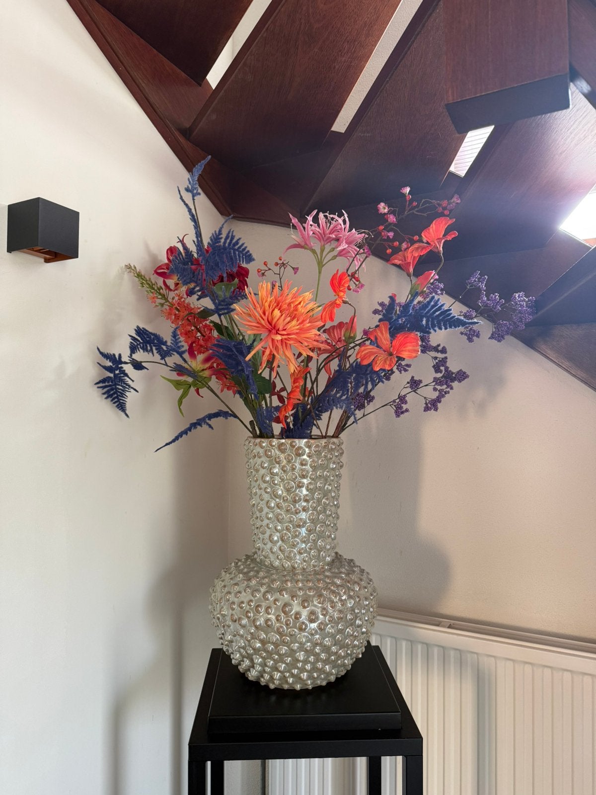 Noppenvaas merk Daan Kromhout XXL evt met bloemen, Inclusief droogbloemen, 45 cm, Ophalen of Verzenden, Zo goed als nieuw