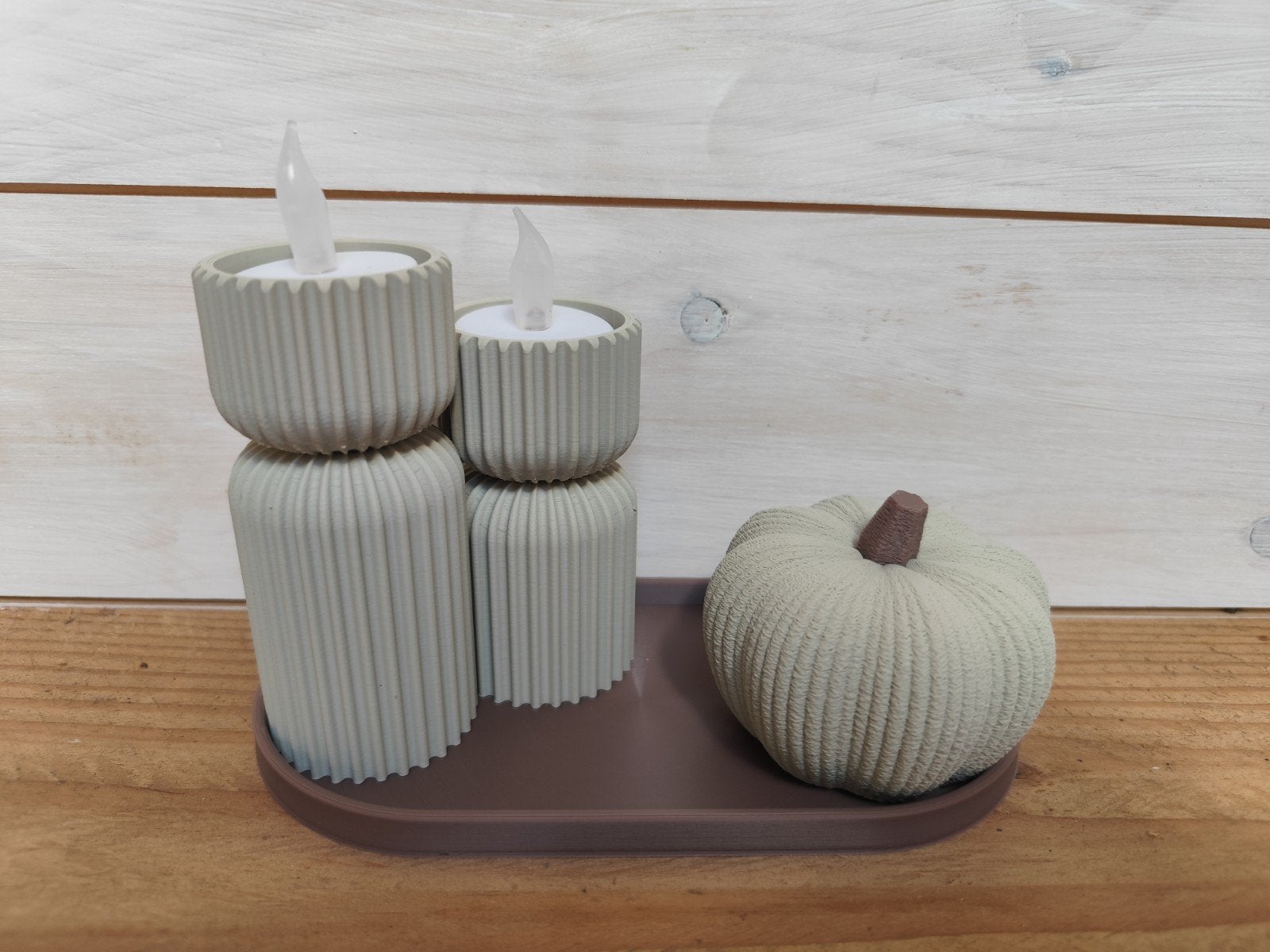 Decoratie setje met pompoen en kaarsen, Beige, Nieuw, Kunststof, Ophalen of Verzenden