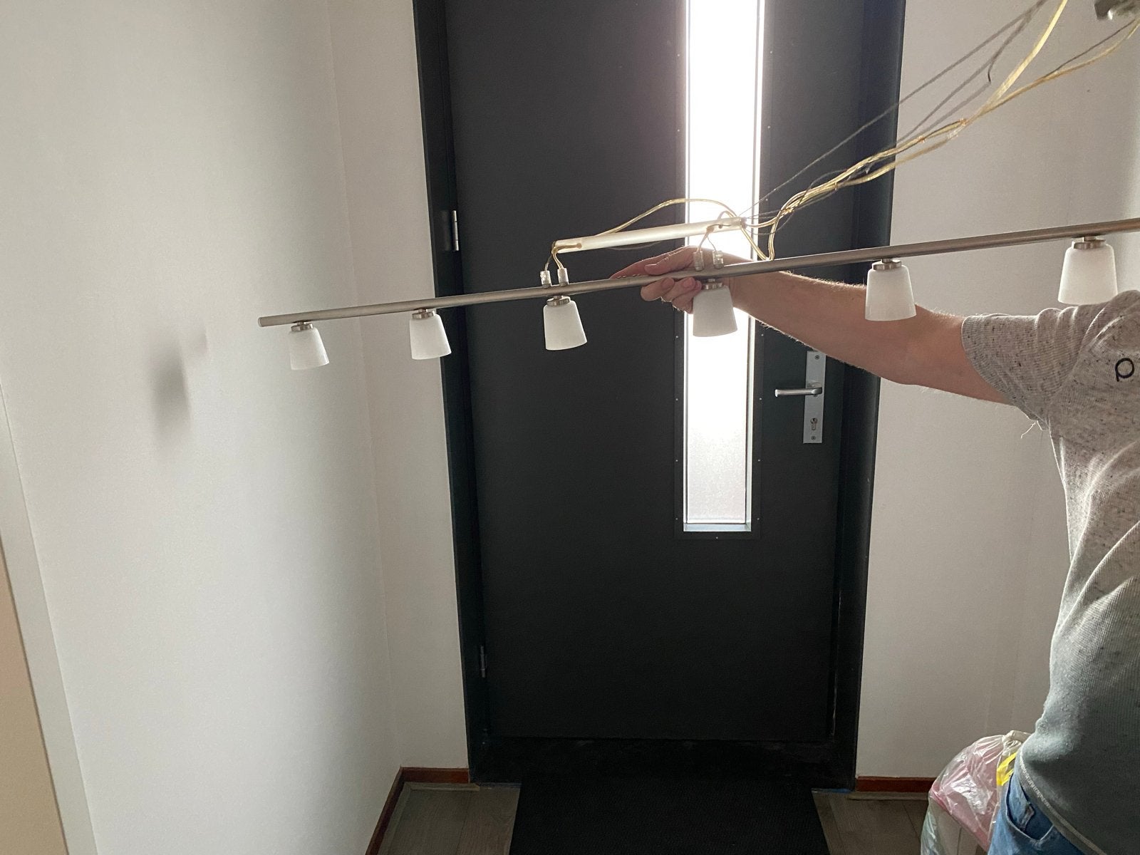 Moderne eetkamerlamp met 5 spots, Ophalen, Gebruikt, Metaal, Minder dan 50 cm
