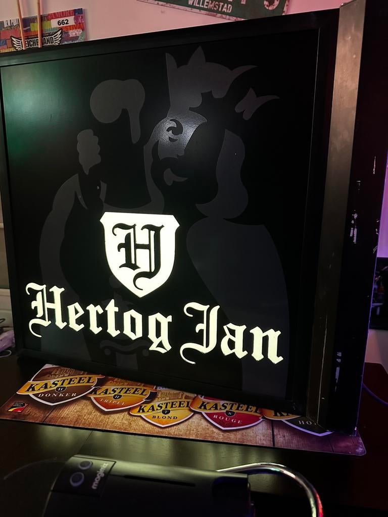 Hertog Jan bierlamp, gevellamp, Verzamelen, Biermerken, Ophalen, Zo goed als nieuw, Reclamebord, Plaat of Schild, Hertog Jan