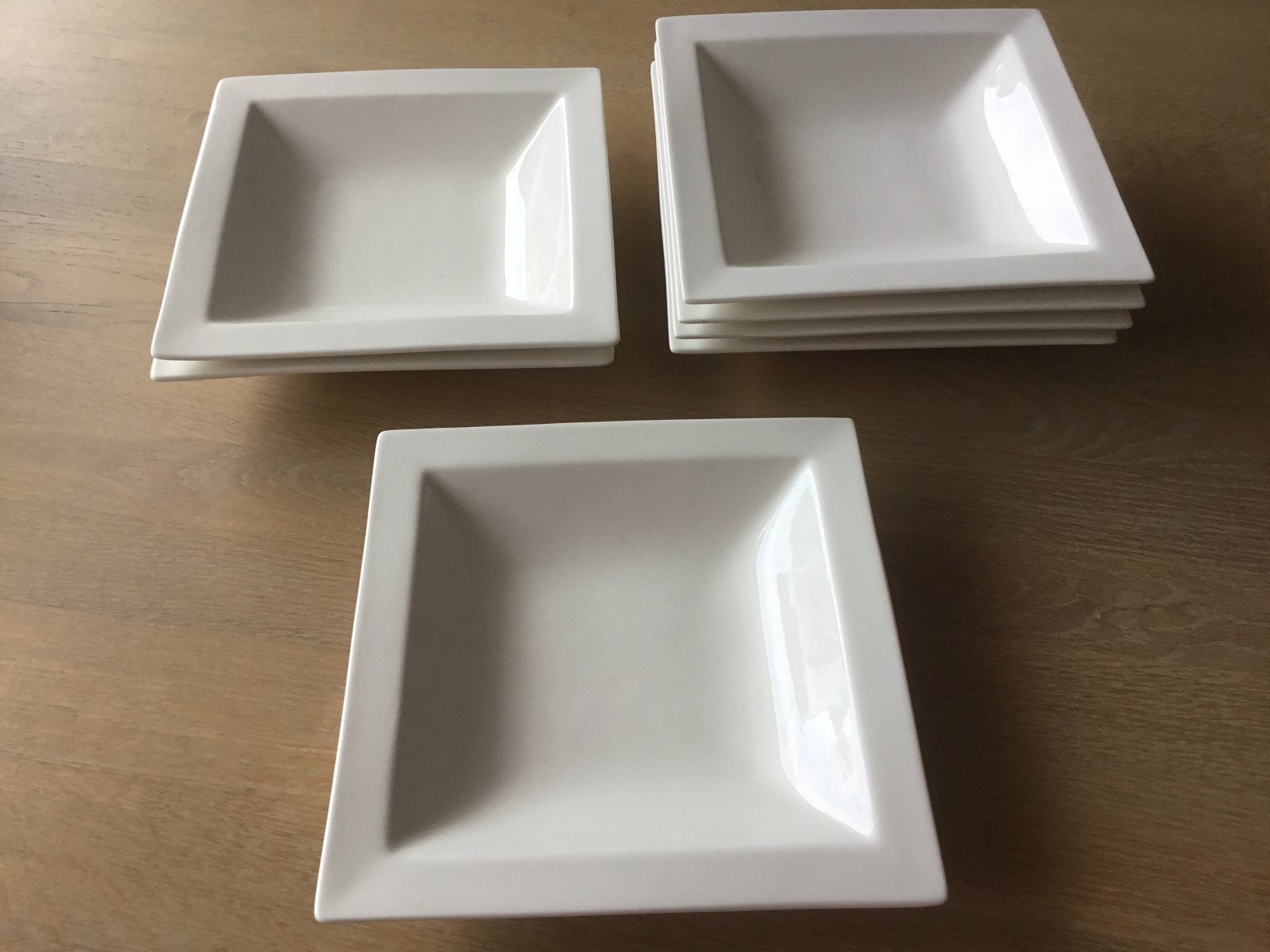 Witte diepe borden 8 stuks 23x23 cm, Ophalen, Gebruikt, Bord(en), Overige stijlen