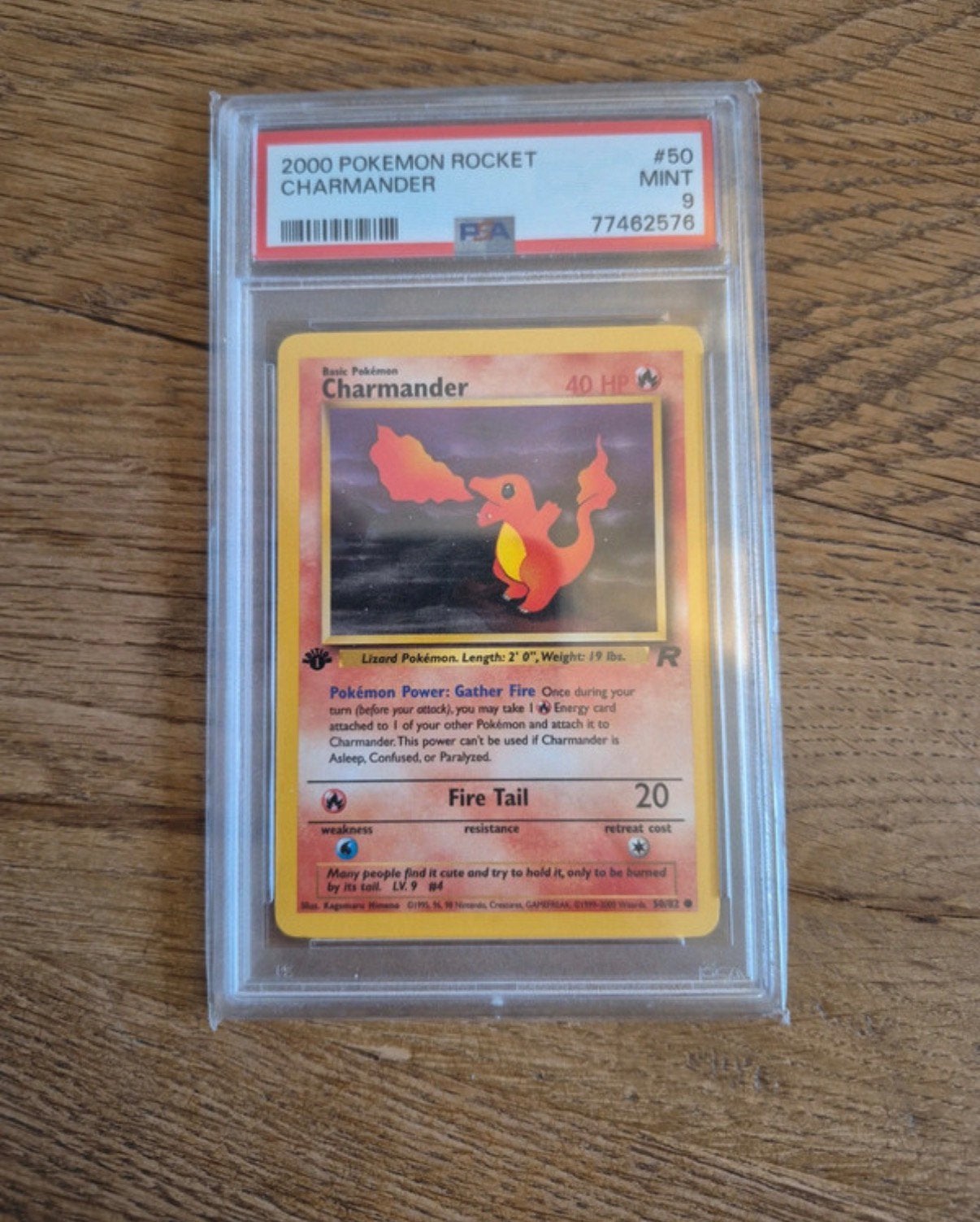 2000 Pokémon Rocket Charmander 1st Edition PSA 9, Ophalen of Verzenden, Zo goed als nieuw, Losse kaart