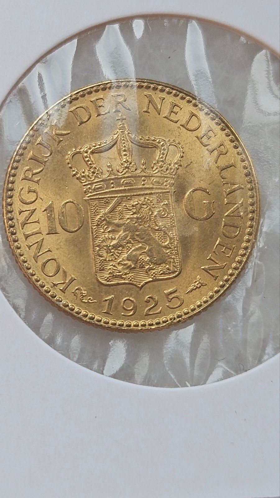 Gouden tientje 1925 B parel variant, Postzegels en Munten, Munten | Nederland, Ophalen of Verzenden, Koningin Wilhelmina, 10 gulden