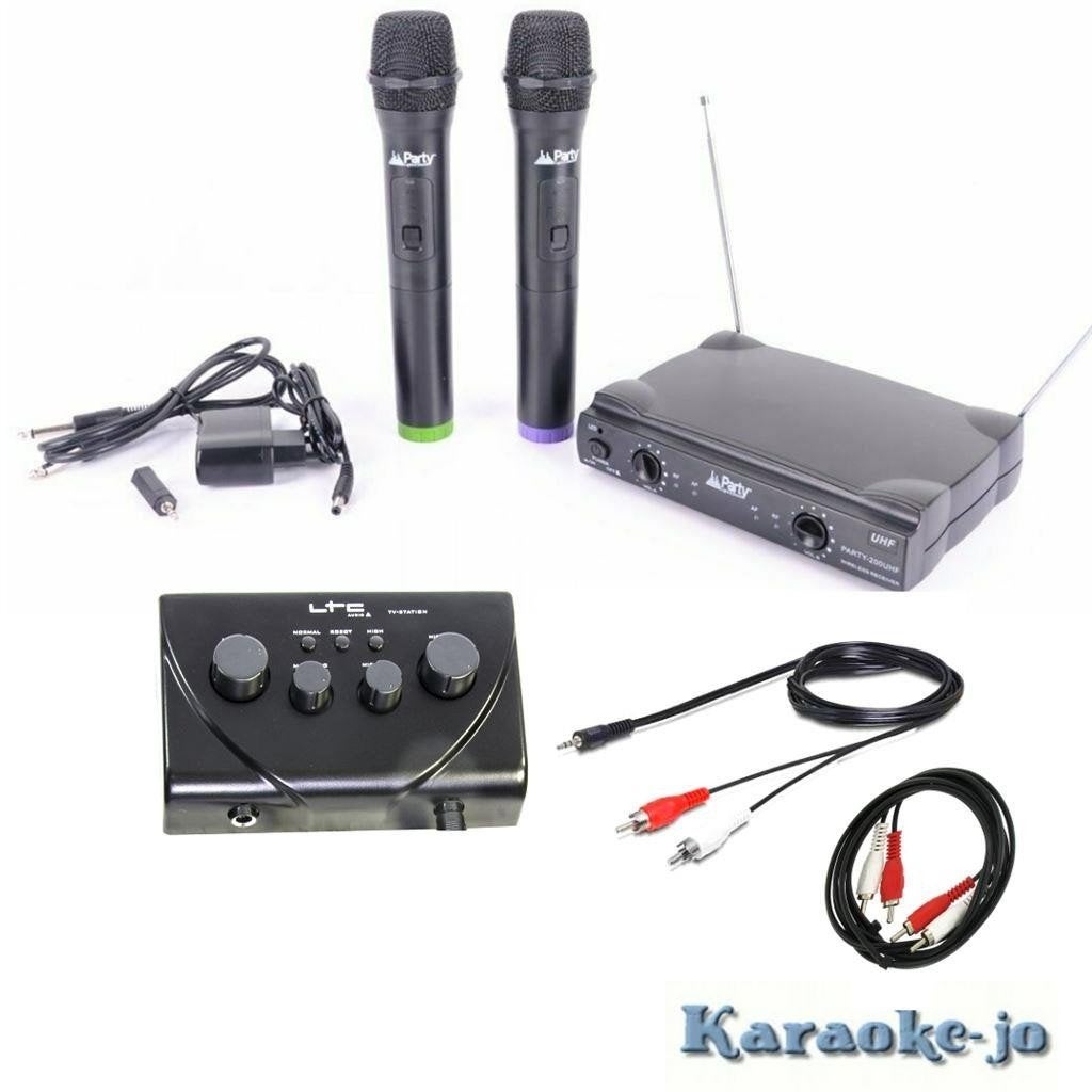 Complete karaoke mixer set met 2 draadloze UHF microfoons, ., Nieuw, Ophalen of Verzenden, Microfoon(s)