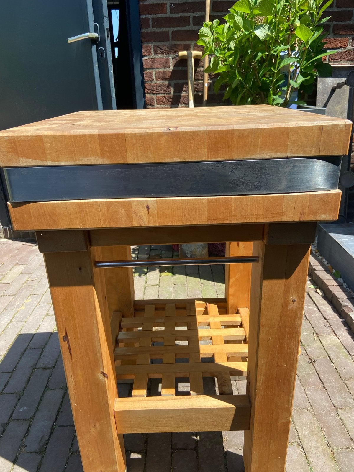 Robuuste Keukentrolley / Hakblok - 85cm hoog, 50x50cm blad, Ophalen, Gebruikt, Hout, Keukentrolley