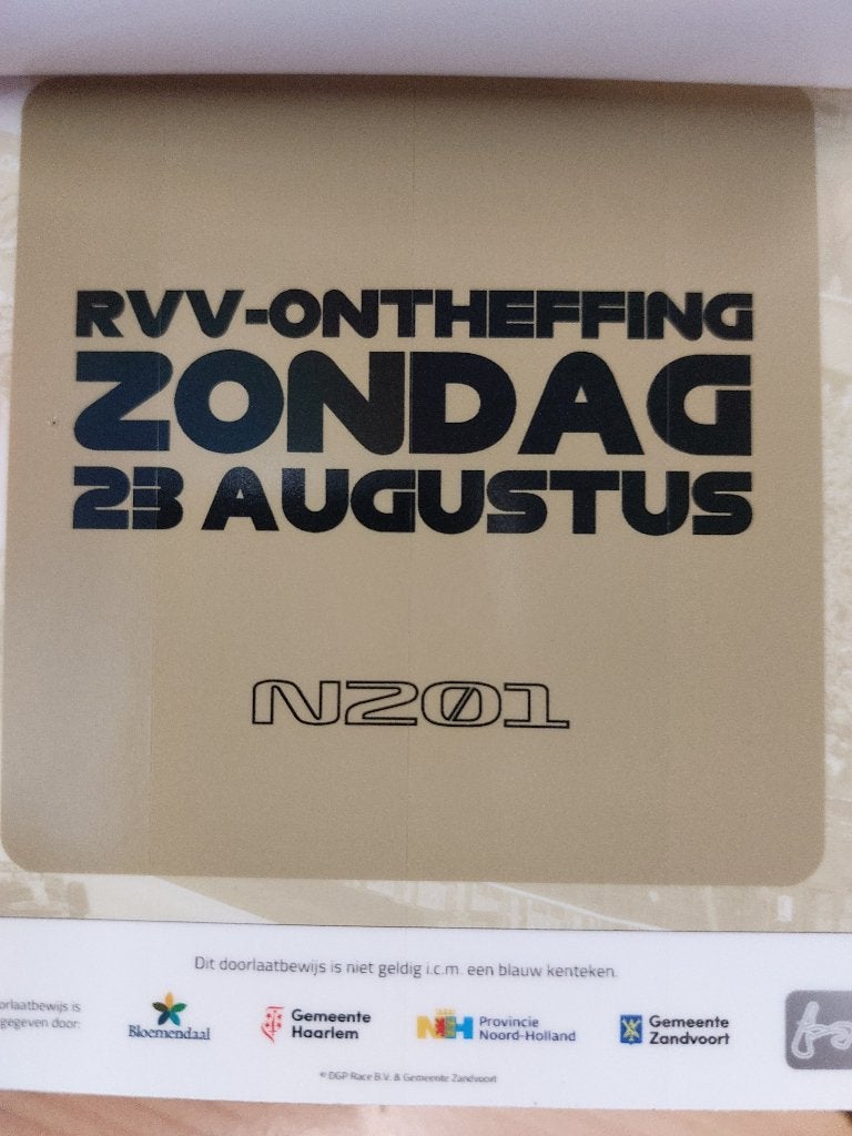 Doorlaatbewijs F1 Grand Prix Zandvoort, Drie personen of meer