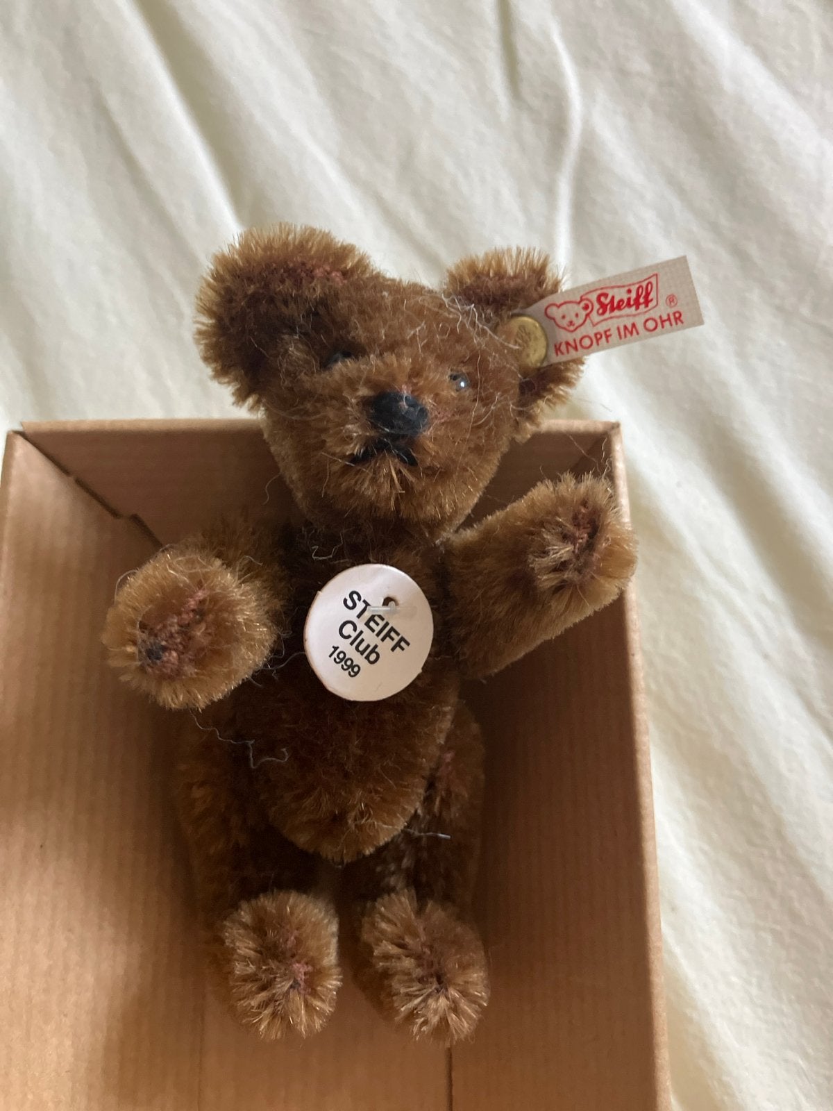 Steiff Teddybeer 1999 - Bruin, 7 cm, met certificaat, Met doos, Overige merken, Beer, Nieuw