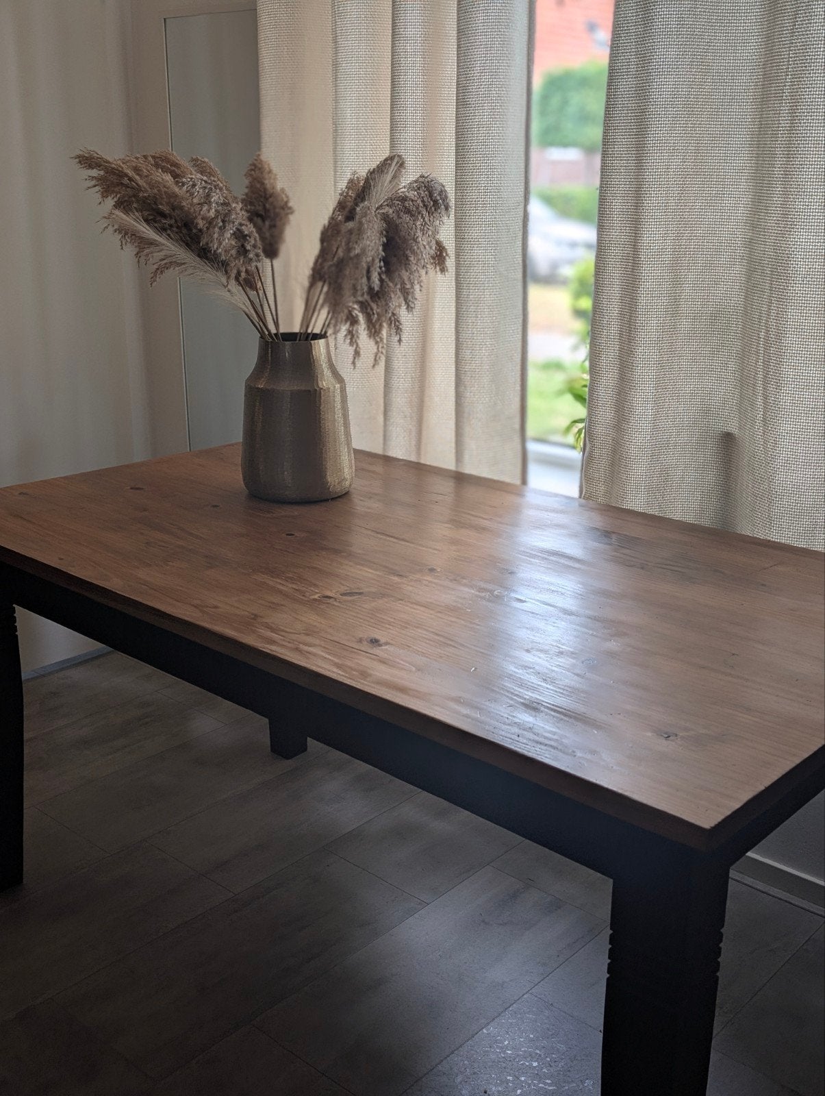 Strak  grenen tafel landelijke als nieuw antiekwas zwart, Zo goed als nieuw, 150 tot 200 cm, Grenenhout, Rechthoekig