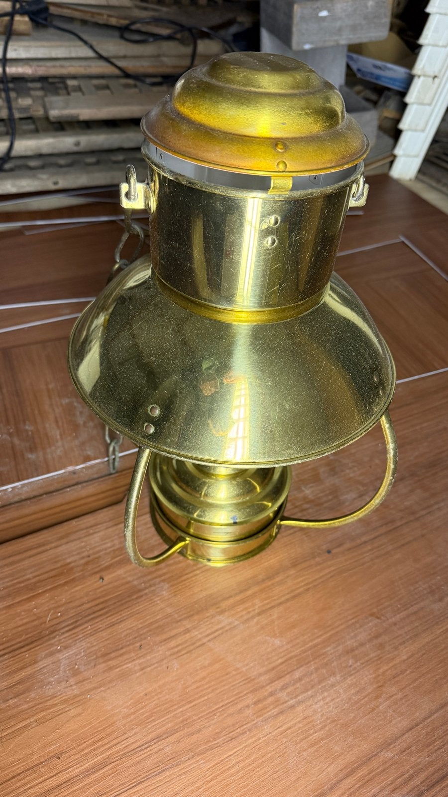 Koperen Olie Scheepslamp - 40 cm hoog, 25 cm diameter, Antiek en Kunst, Ophalen of Verzenden