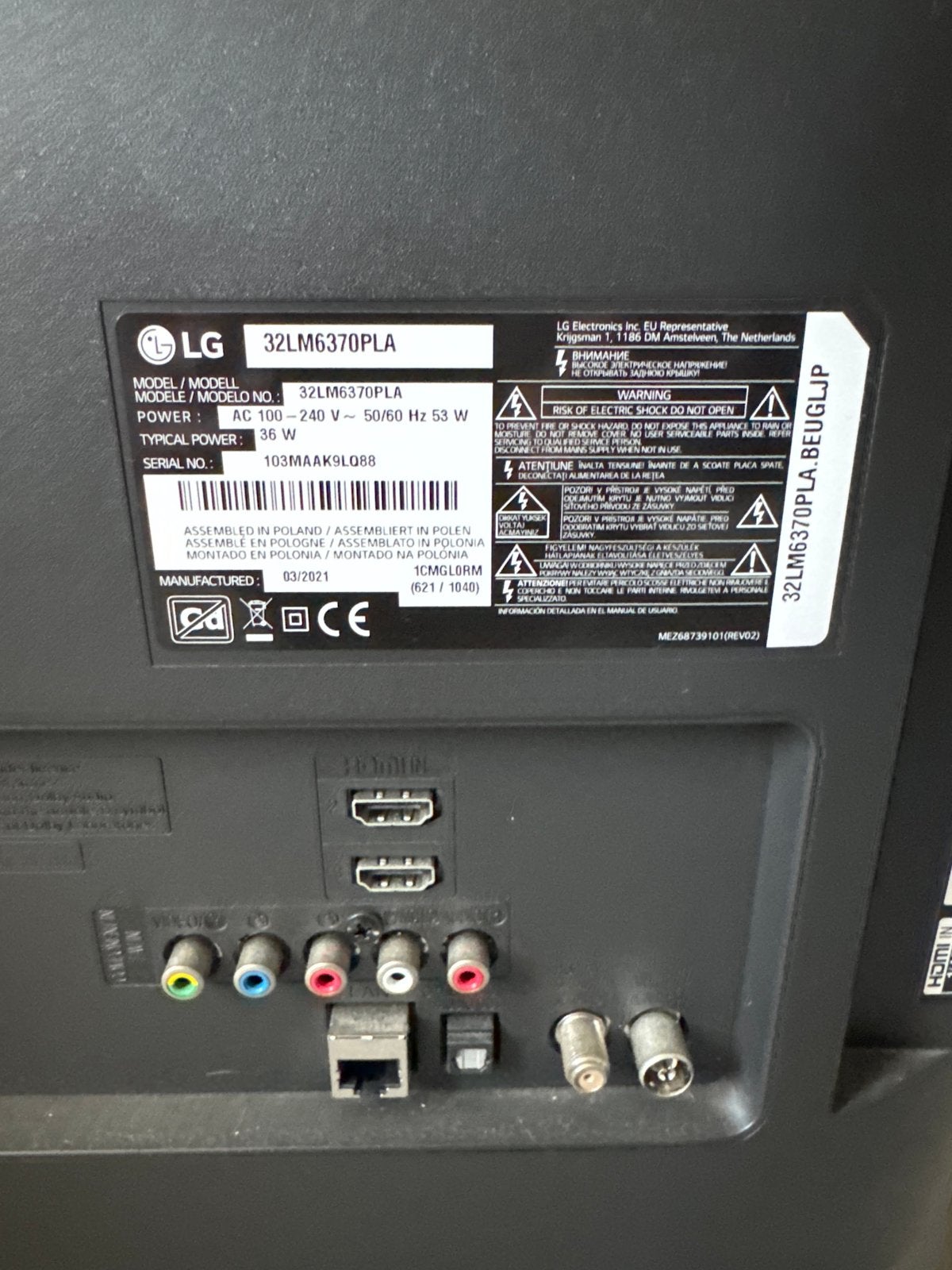 LG 32LM6370PLA Smart TV - Zo goed als nieuw, Ophalen, LED, 50 Hz, 80 tot 100 cm