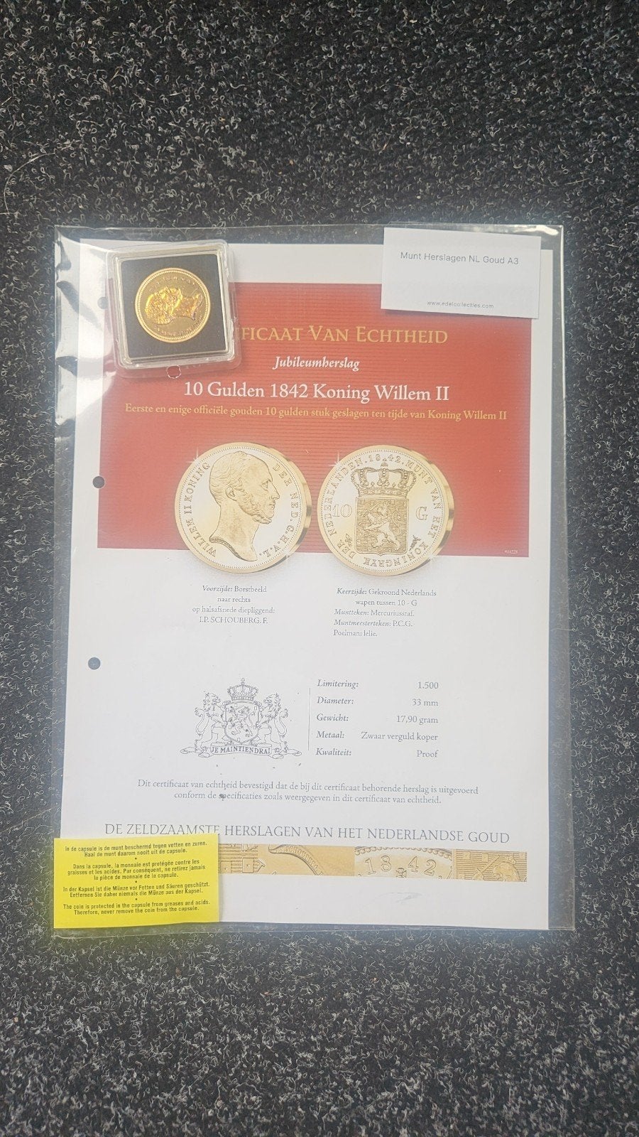 10 Gulden 1842 Koning Willem II Jubileumslag, Ophalen of Verzenden, Koning Willem II, 10 gulden, Losse munt