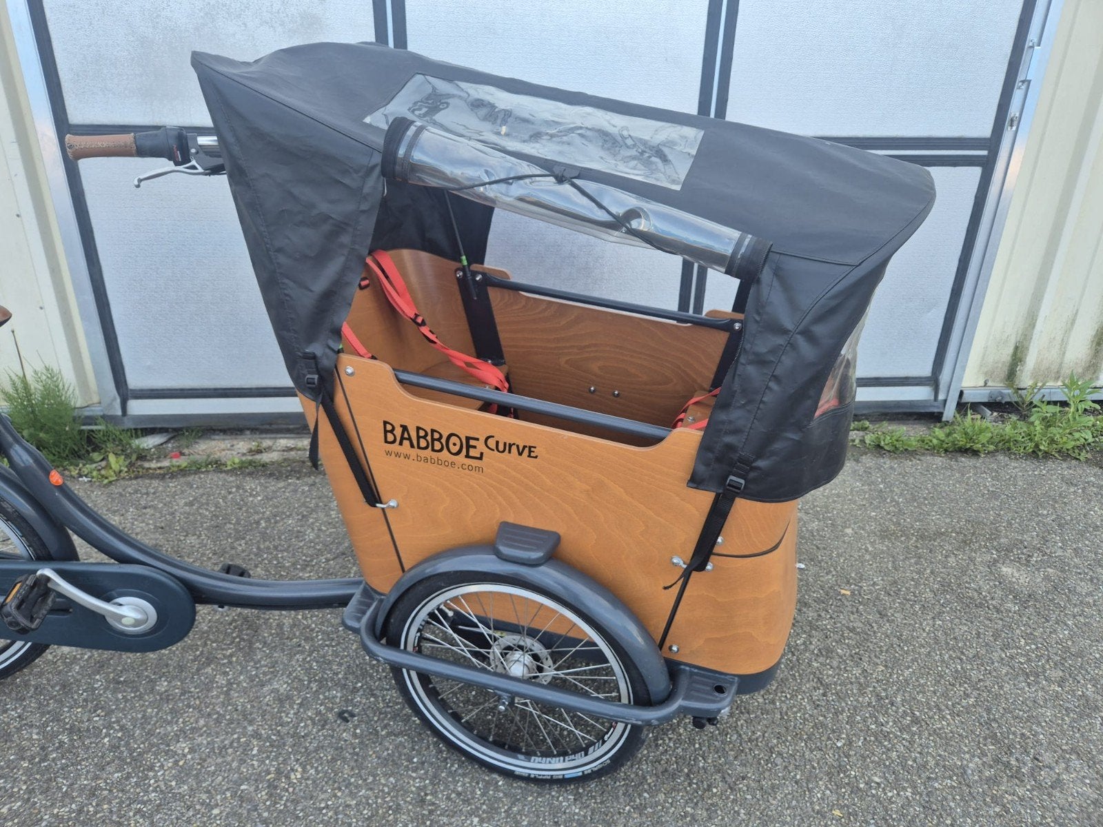 Staat zo goed als nieuw bakfiets 7 speed met huif, Ophalen, Zo goed als nieuw, 4 kinderen of meer, Huif