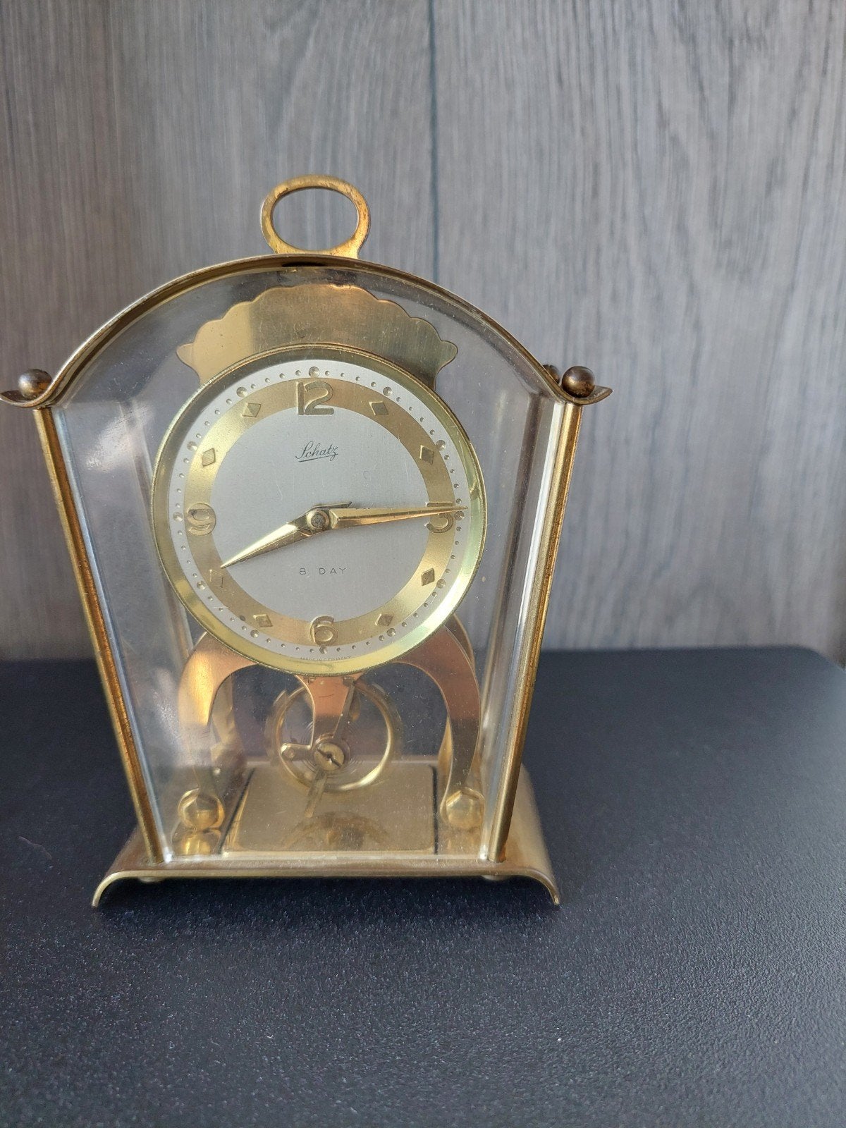 Antieke Schatz 8-daagse tafelklok - Messing-1950, Antiek en Kunst, Antiek | Klokken, Ophalen of Verzenden